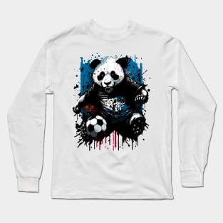 Panda Bear Sports Player Soccer Futball Football - Graphiti Art Graphic Trendy Holiday Gift Long Sleeve T-Shirt